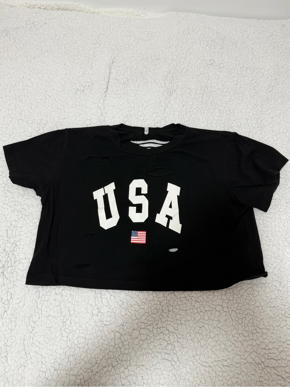 USA Graphic Black Crop Tee